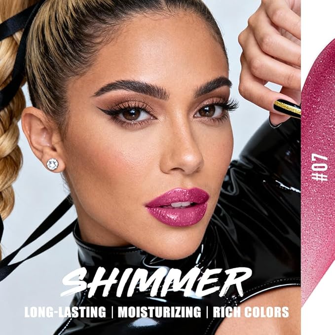 Jolilab 2Pcs Glitter Lip Kit - Velvet Matte & Nude Matte Lipstick + Glitter Lip Gloss/Glitter Lipstick High Pigmented Long-Lasting Waterproof Beauty Cosmetics Gift for Women(#10+05)