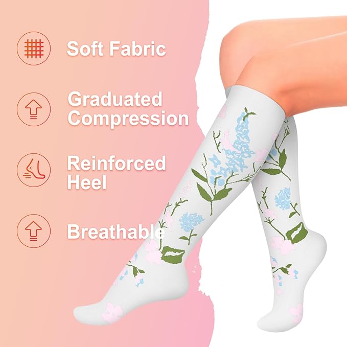 Iseasoo 4 Pairs Compression Socks for Women Circulation-Best Support for Nurses,Running,Athletic,Travel