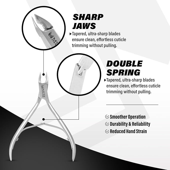 MUSI 3 PC Cuticle Nipper Clippers & Pusher, Trim Cuticles & Remove Dead Skin for Manicure & Pedicure and Groom Fingernails & Toenails with Sharp, Efficient Cuticle Trimmer Kit Men & Women
