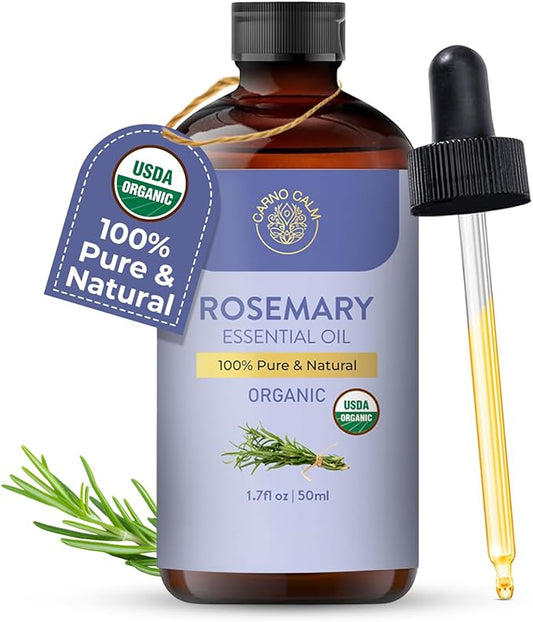 Rosemary Essential Oil | USDA Certified Organic Rosemary Oil for Hair and Skin | Aromatherapy & Diffuser | 1.7 fl. Oz