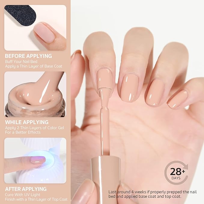 GAOY Nude Gel Nail Polish, 16ml Soak Off Milky Peach, Art DIY Manicure at Home, UV Light Cure Color 1507