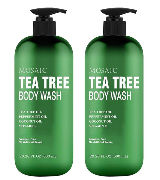 AnatoliaDaphne Tea Tree Body Wash and Shower Gel with Vitamin E for Jock Itch, Eczema, Ringworm, Body Odor, Body Wash Women & Men with Added Body Oils,LARGE 20.2 FL Oz Bottle (Tea Tree, Pack of 2)