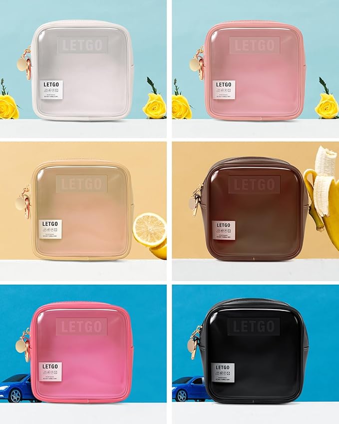 LETGO Clear Makeup Bags - TSA Approved Toiletry Bags with Zipper,Clear Toiletry Bag(Mini Black)