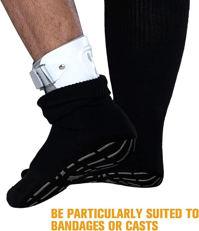 Bulinlulu Extra Width Socks for Swollen Feet-4 Pairs Hospital Grip Socks,Bariatric Socks,Diabetic Socks for Women Men 13-15