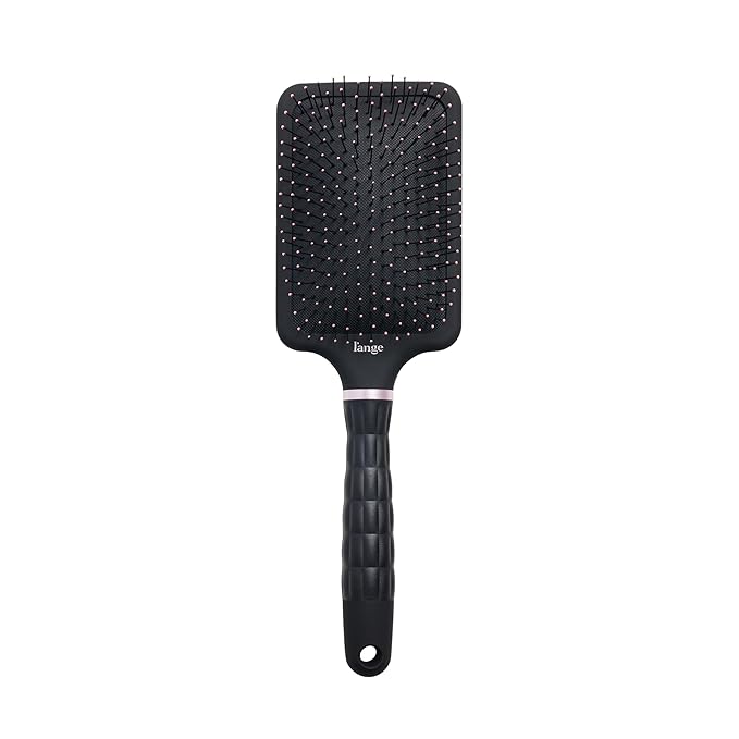 L'ANGE HAIR Detangling Paddle Brush | Gentle Nylon Bristles for Wet & Dry Hair | Smooth Detangling & Scalp Massage | Lightweight, Non-Slip Handle | Works for All Hair Types (Black)