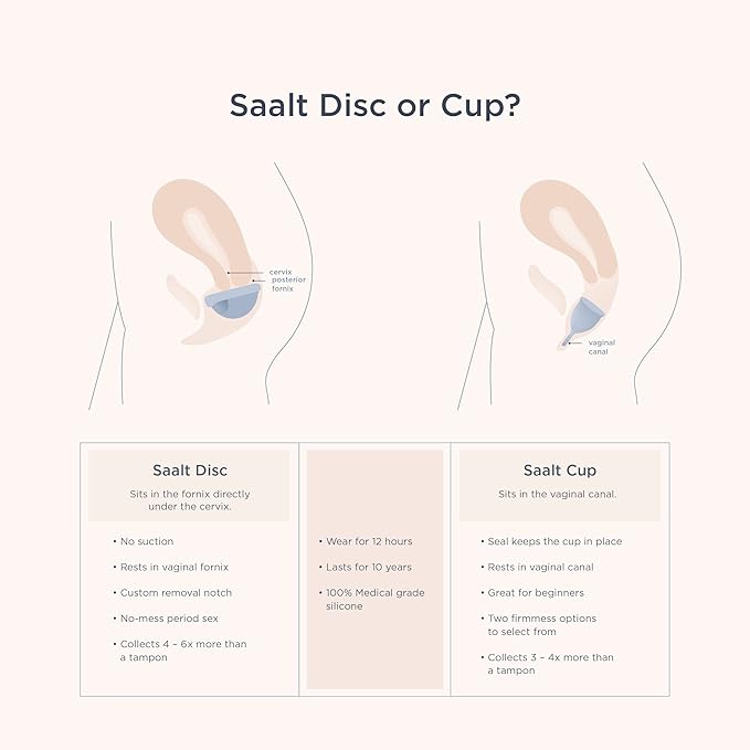 Saalt Menstrual Disc - Soft, Flexible, Reusable Medical-Grade - Removal Notch - Tampon Alternative - Made in USA - Lasts 10 Years (Sunset Coral, Small)