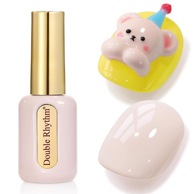 Double Rhythm 0.50 OZ Gel Polish Hema Free Same Color Same Bottle Golden Round Translucent Neutral Natural Milky 15 ML Jelly UV Polish Art DIY at Home (Beige Pink-C1479)