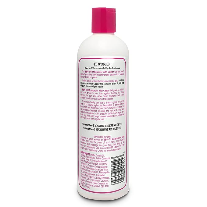 Bronner Bros BB Oil Moisturizer Hair Lotion for Damaged Hair, Scalp Stimulator with Castor Oil, Aloe Vera, Vitamin B5 & Coconut – Alcohol-Free Formula, Natural & Relaxed – 12oz
