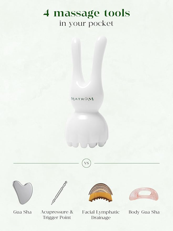 Bunny Gua Sha, Guasha Tool for Face & Body, Gua Sha Facial Tools for Lymphatic Drainage Massage, Body Gua Sha Tool for Neck, Scalp & Shoulders, De-Puff & Sculpt