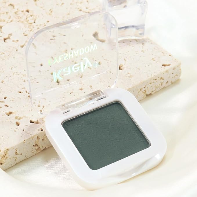 evpct Dark Green Matte Single Eyeshadow Palette, Forest Green Eye Shadow Palette Makeup Singles for Older Women Matte, High Pigment Long Lasting Mini Monochrome Eyeshadow Sombra Para Ojos, 16