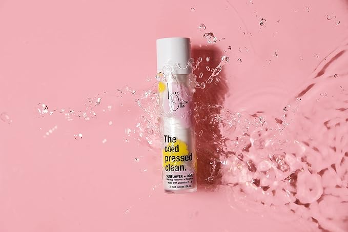 The Cold Pressed Clean Oil Cleanser for Softer Skin - Gentle Double Cleanse and Makeup Remover - Sunflower and Rose Oil with Vitamin C and Vitamin E