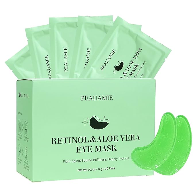 PEAUAMIE Under Eye Patches with Retinol and Aloe Vera Eye Mask for Dark Circles and Puffiness, Face Mask Skin Care Products 30 Pairs