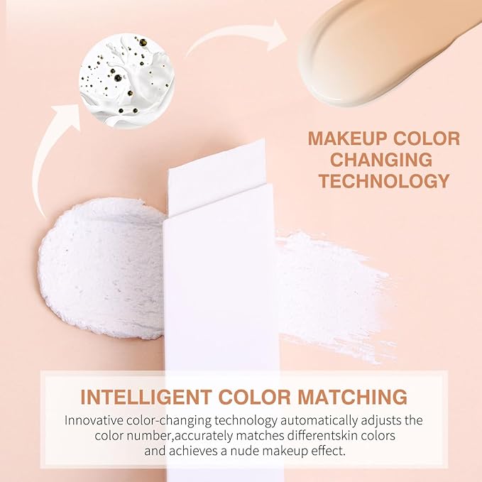 2 in 1 Color-Changing Foundation Stick, Weightless, Skin fit, Satin Glow Finish, Coverage Finish Base Makeup - Dual-Ended with Brush (04#Ivory Buff)