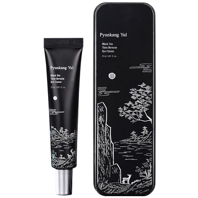 Pyunkang Yul PKY Black Tea Time Reverse Eye Cream, Hyaluronic Acids, Ceramide Rich Nourishment, Moisture Barrier and Peptides Increasing Skin Elasticity, Fermented Black Tea 0.85 fl.oz.