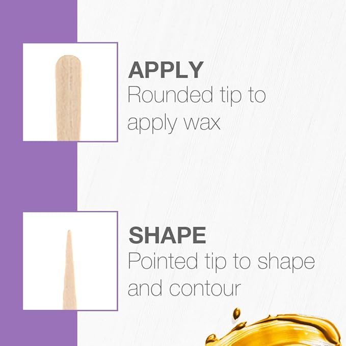 Satin Smooth Wax Sticks for Hair Removal – Contour Wax Applicator Sticks Wooden Waxing Stick Spatulas for Eyebrows & Facial Waxing, 200 ct, 2 Pack