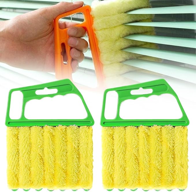 Blind Cleaner Duster Tool, 2026 New Blind Dusters for Cleaning,Cleaning Brush,7 Finger Dusting Cleaner Tool for Window & Air Conditioner,Window Blinds Cleaner Microfiber Washable (Green-2PCS)