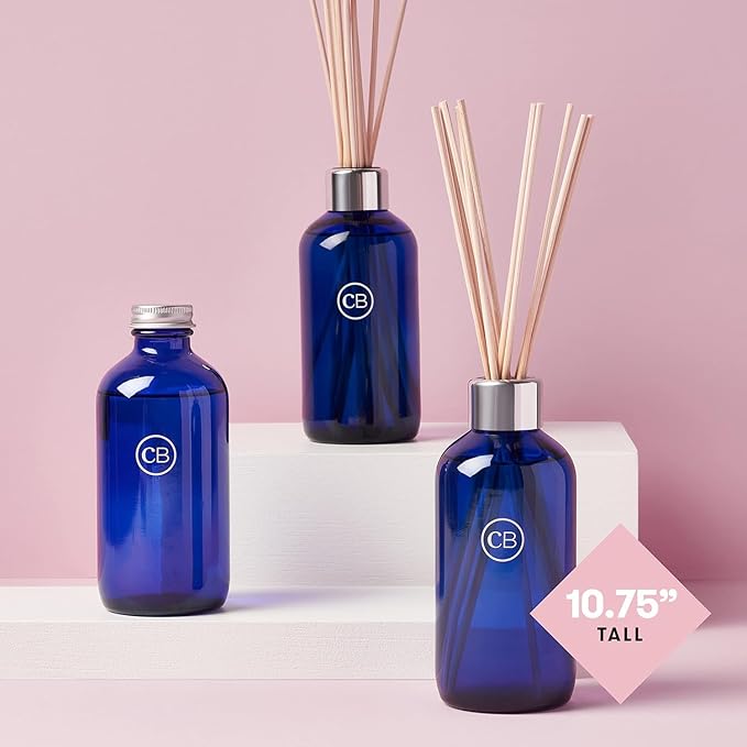 Capri Blue Havana Vanilla Reed Diffuser Set - Includes Reed Diffuser Sticks, Fragrance Oil, and Glass Bottle - Luxury Scented Room Fresheners - Cobalt Blue (8 fl oz)
