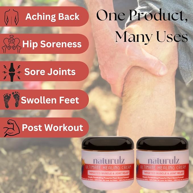 Naturulz Ultimate Healing Cream 4oz Bundle & Save – Plant-Based Topical for Daily Relief of Soreness, Stiffness & Discomfort in Back, Shoulder, Knee, Neck & Foot, Lightweight, Clean Ingredients