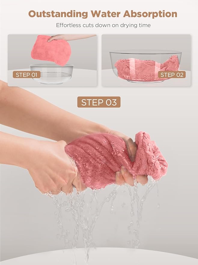 Hicober Microfiber Hair Towel, 3 Packs Hair Turbans for Wet Hair, Drying Hair Wrap Towels for Curly Hair Women Anti Frizz (Pink,Blue,Purple)