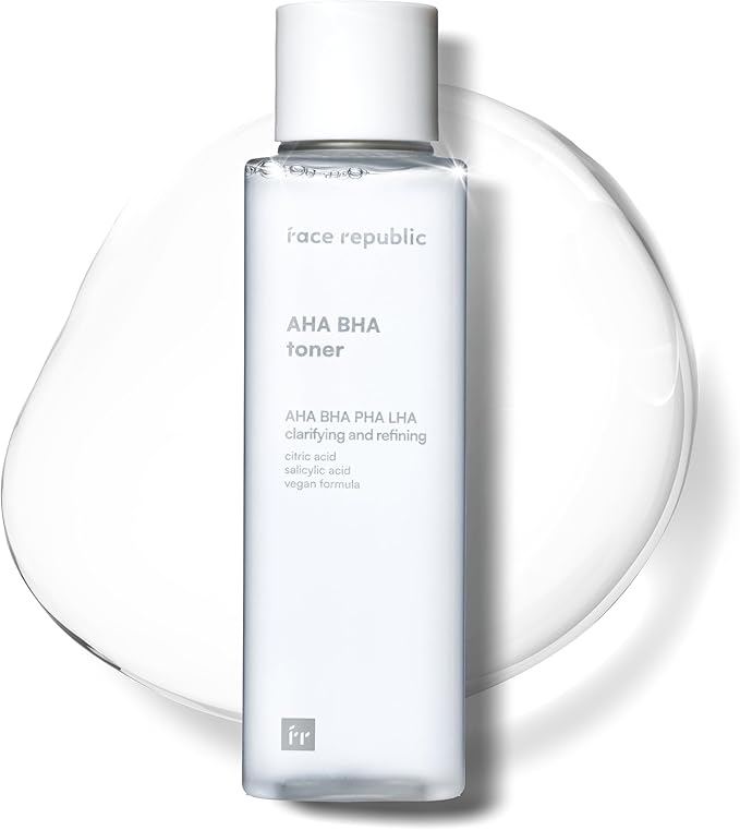 Face Republic AHA/BHA Toner 160ml 5.41 fl oz | Clarifying, Refining, Hydrating | Pore Care, Gentle Exfoliation | AHA BHA PHA LHA | for Oily, Sensitive Skin | Alcohol-Free | Vegan Korean Skincare