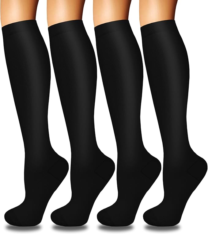 Iseasoo 4 Pairs Compression Socks for Women Circulation-Best Support for Nurses,Running,Athletic,Travel