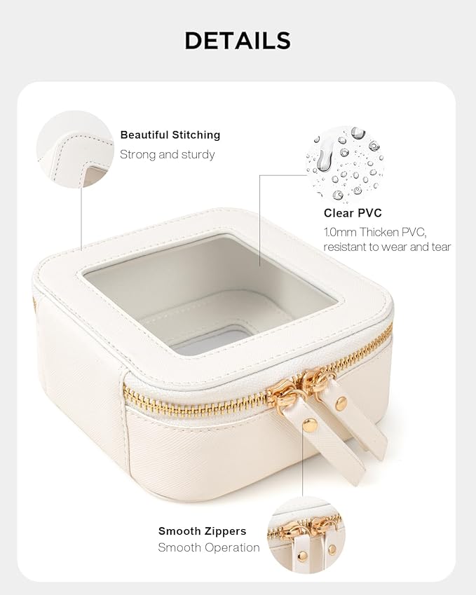 LETGO Clear Makeup Bags Small, Small Clear Makeup Bag for Purse,Mini Makeup Pouch Purse Organizer Fit Carry-on Travel Essentials,Cute Cosmetic Bags for Car Accessories for Women (Mini-White)