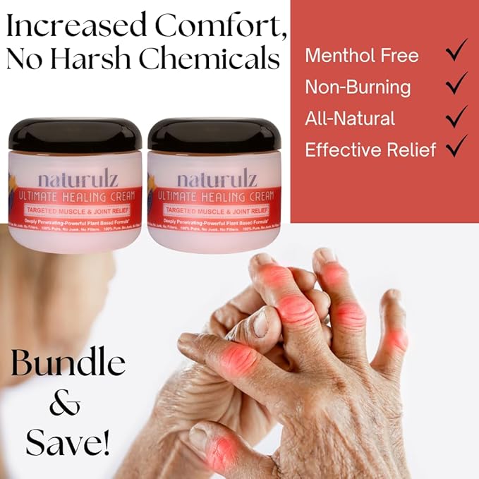 Naturulz Ultimate Healing Cream 4oz Bundle & Save – Plant-Based Topical for Daily Relief of Soreness, Stiffness & Discomfort in Back, Shoulder, Knee, Neck & Foot, Lightweight, Clean Ingredients