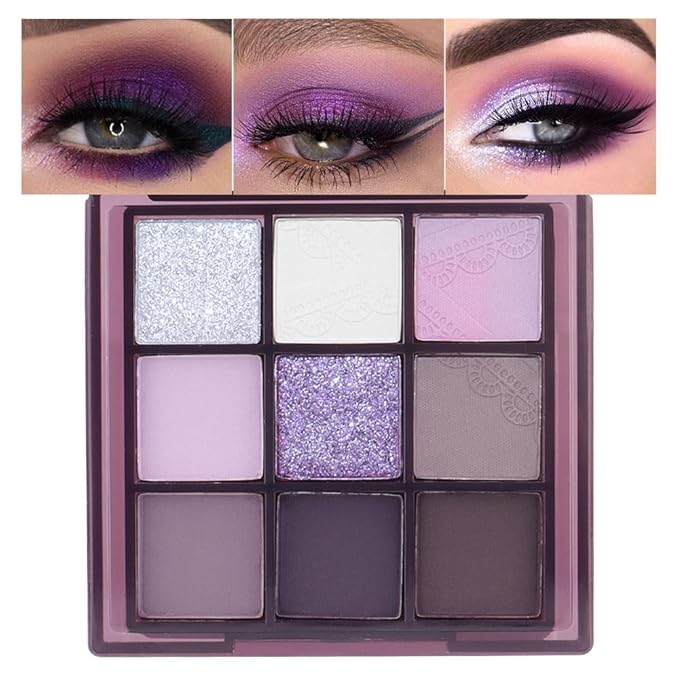 ORANOT 9Colors Eye Shadow Palettes Makeup,Dark Purple Plum Lavender Mauve Black Smoky Eyeshadow Palette for Older Women Natural Powde Eye Shadows Waterproof Long Lasting Naturing-Looking