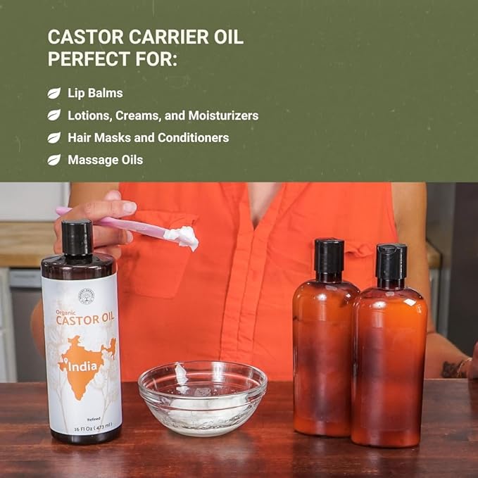 Nature Packaged Organic Castor Oil Direct From India - Cold Pressed Castor Oil For Face, Hair Growth, Eyelash Serum, Eyebrow - Skin and Face Moisturizer and Detox - Hexane Free 4 Gallon