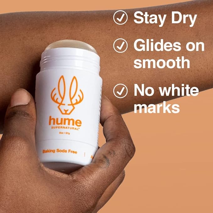 Hume Supernatural Aluminum Free Deodorant for Women & Men - Safe for Sensitive Skin - Probiotic, Plant-Based, Baking Soda Free, Aloe, & Cactus Flower, Anti Sweat, Stain & Odor - Amber Woods, 3-Pack