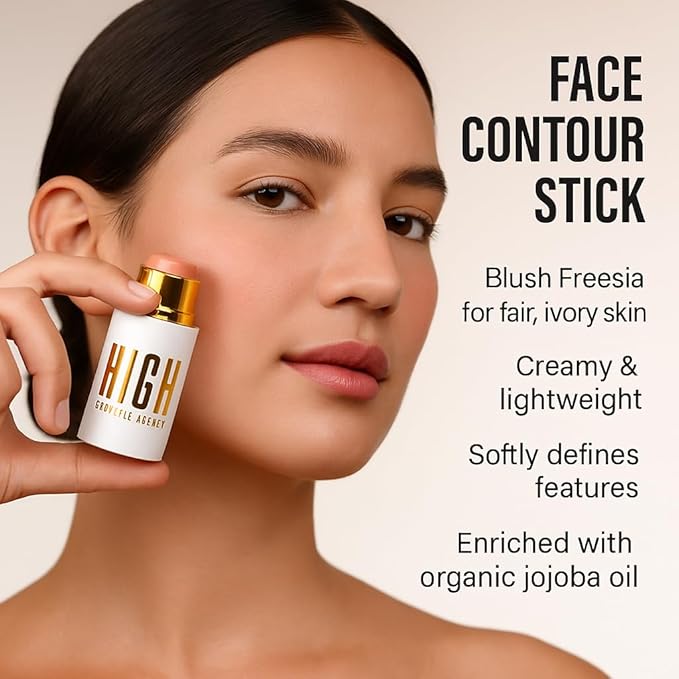 Contour Sticks Makeup,For Ivory Glow/Fair Skin, Creamy, Blendable, Natural Finish,For Fair/Ivory Skin, Seamless Blend, Long-Wear High Cosmetic Agency (Fresia Blush)