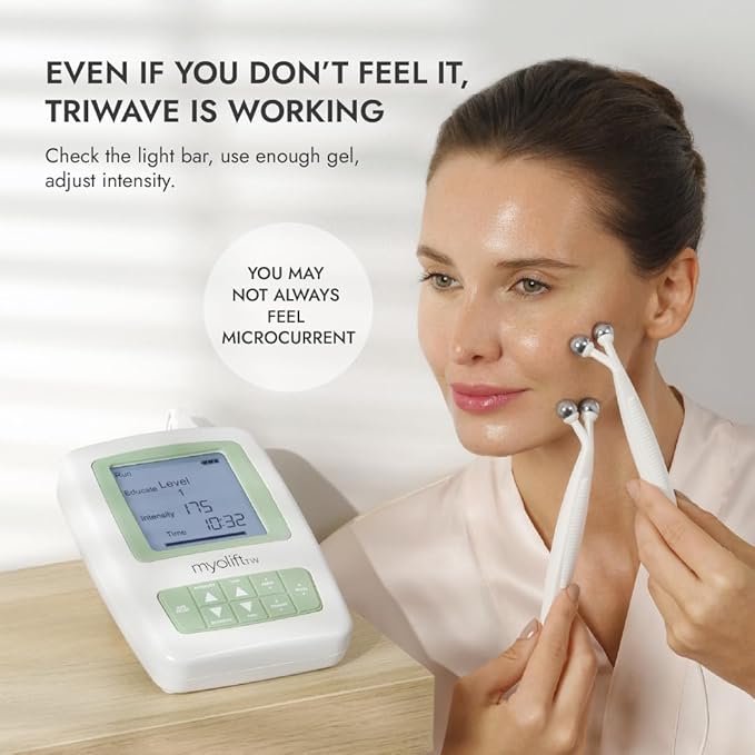 7e Wellness MyoLift TriWave Microcurrent Facial Device for Face Lifting & Toning with Conductive Gel, Probes, Masks – 3-Wave Technology for Skin Firming, Smoothing & Circulation - Face & Neck Care