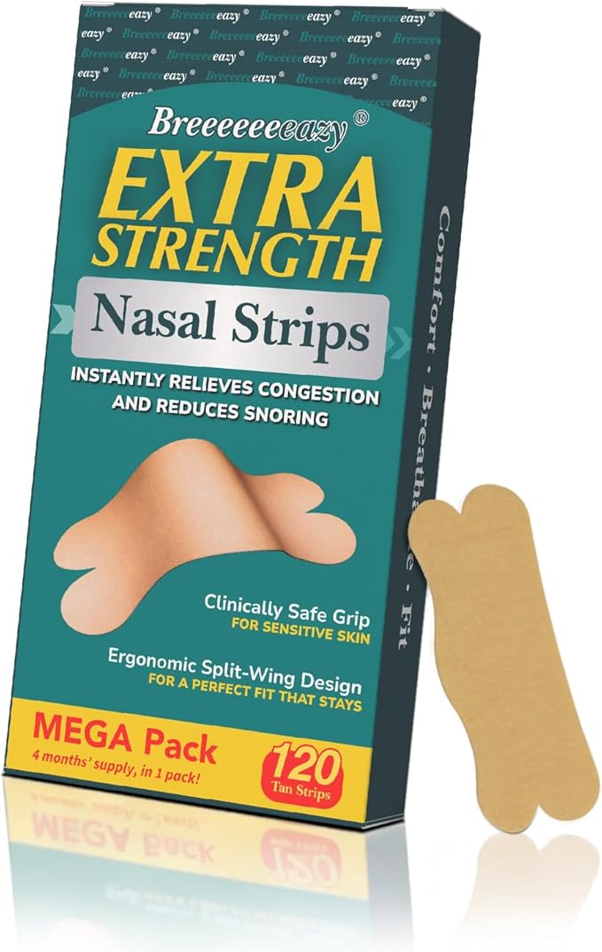 Upgraded Anti-Slip Nasal Strips for Breathing-Extra Strength Ergonomic Nose Strips,Nasal Strips for Snoring & Nose Strips for Better Breathing,Strong Adhesive Comfort Fit Improves Sleep (120 Pack)