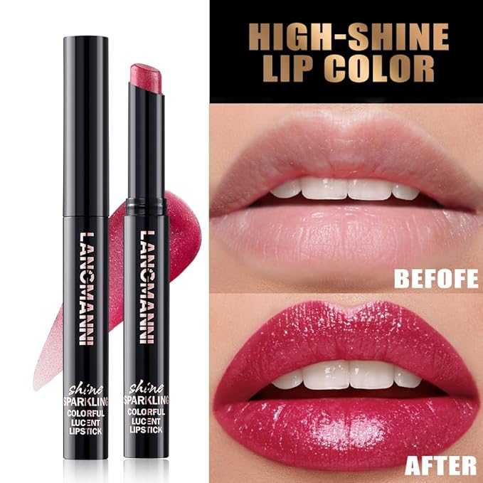 Jolilab 10 Colors Shimmer Lipstick Set, Fine Subtle Glitter, Long-Wearing & Moisturizing, Assorted Daily Wear Shades, Great Gift for Makeup Lovers（Shiny SetA