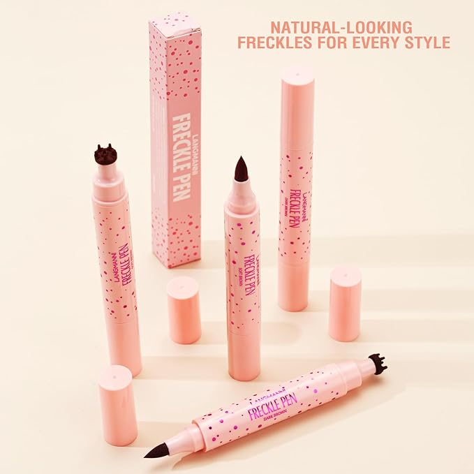 Jolilab Freckle Pen 3-in-1: Dual-Ended Stamp & Precision Tip (Eyeliner/Brow Pencil), 2 Shades Soft Brown/Dark Brown, Waterproof Long-Lasting Smudge-Proof Compact On-the-Go Makeup(SOFT&DARK)