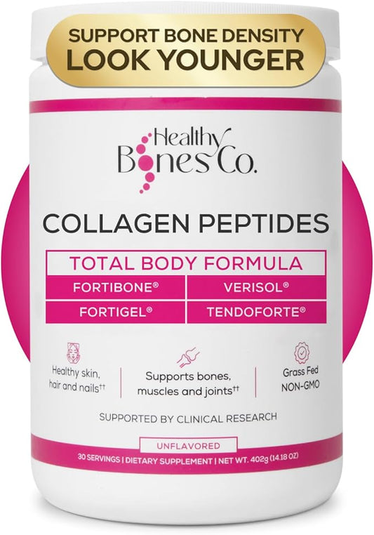 FORTIBONE® Premium Bone Health Collagen Peptides w/FORTIGEL®, VERISOL® & TENDOFORTE®, Clinically-Supported for Bones, Joints Skin Hair Nails, Hydrolyzed Collagen, Anti-Aging Formula (30 Servings)