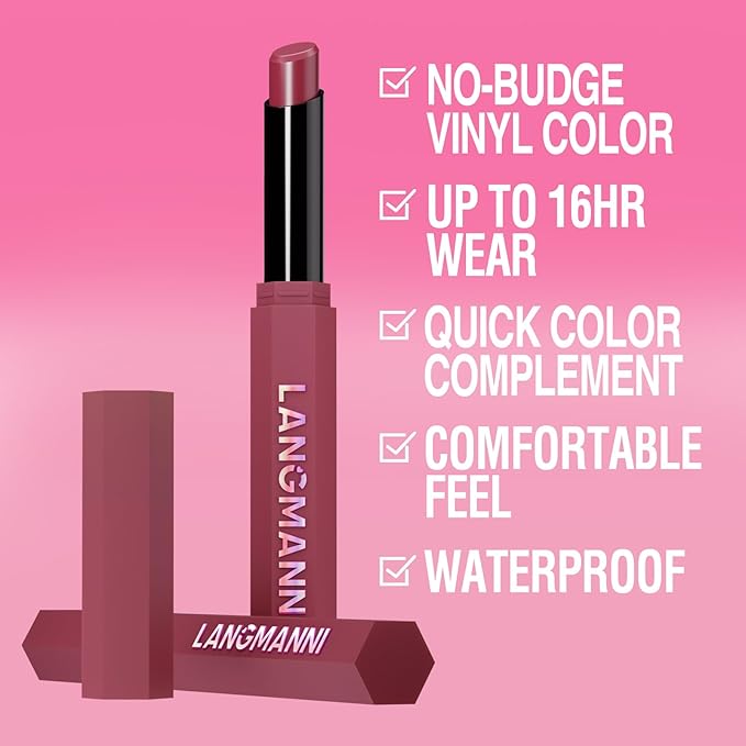 Jolilab 2Pcs Velvet Matte Lipstick Nude Matte Soft Dark Color Stick High Pigmented Long-Lasting Waterproof Lip Stick Lip Balm Beauty Cosmetics Gift for Women(#11+12)