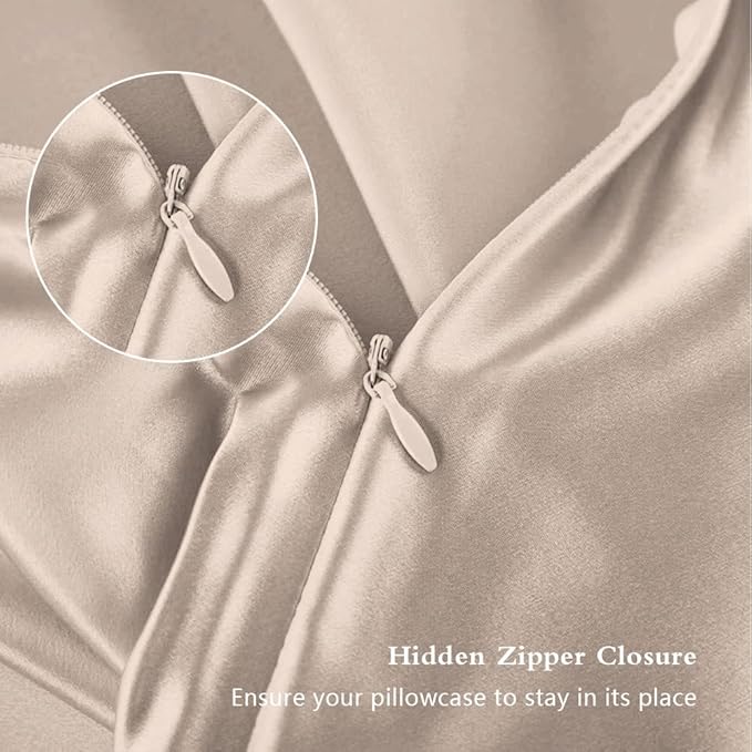 Silk Pillowcase for Hair and Skin, Mulberry Silk Pillow Cases Standard Size, Anti Acne Cooling Sleep Both Sides Natural Silk Satin Pillow Covers with Hidden Zipper, Gifts for Women Men, Champagne