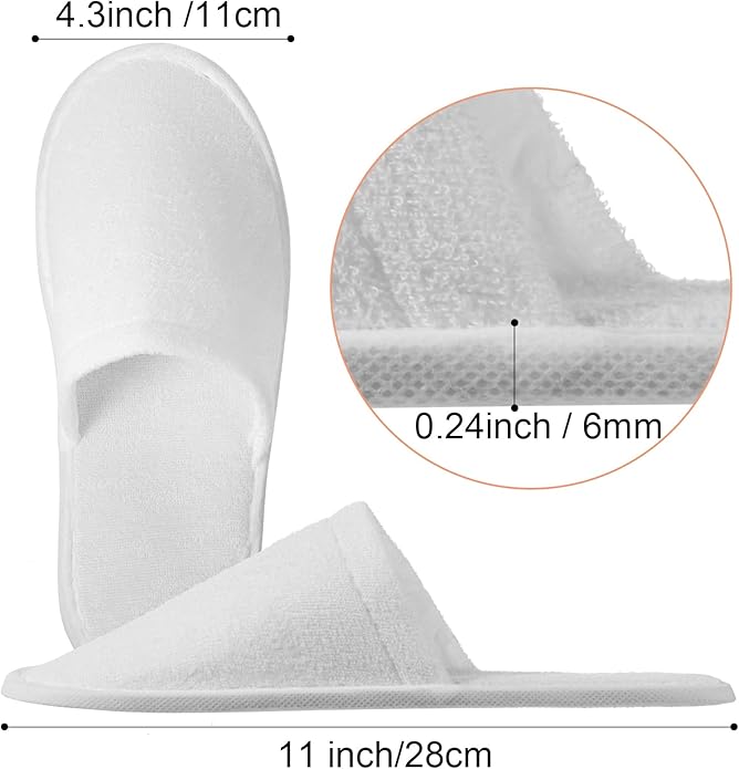 Geyoga 24 Pairs Disposable Slippers for Guests Bulk 2 Size Cotton Soft Spa Hotel House Slippers for Women Men Wedding Party Shoeless Home Indoor Travel