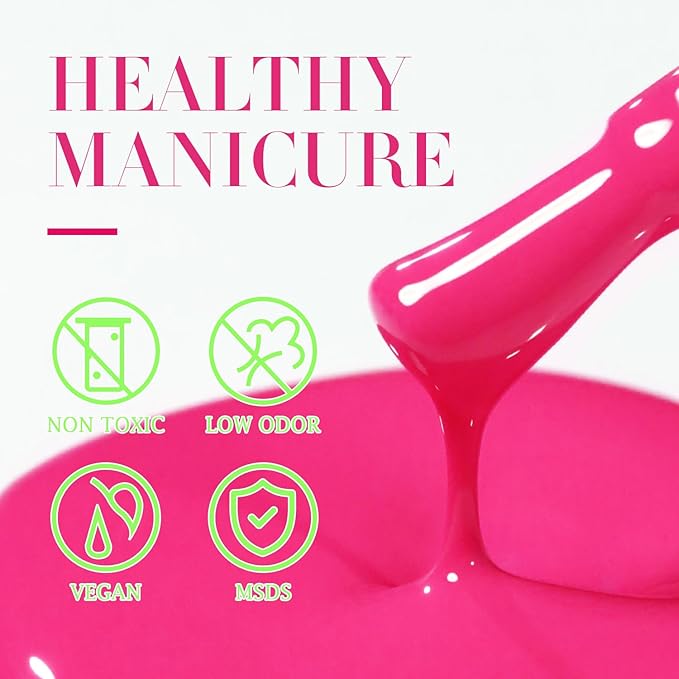 Double Rhythm 15ML Gel Nail Polish Pure Sheer Same Color Same Bottle Soak Off Gel Polish Art Manicure Salon DIY at Home for Women (Neon Hot Pink-A1419)