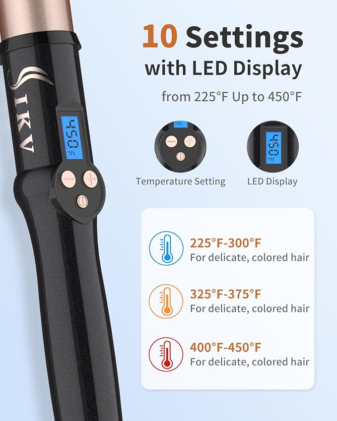 1 1/4 Inch Curling Wand Ceramic Long Barrel,1.25 Inch Curling Wand Iron for Long Hair,Dual Voltage Hair Curling Wand