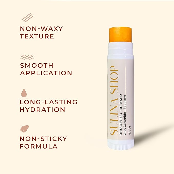 Unscented Lip Balm Hydrating for Dry Lips - Lip Moisturizer with Beeswax and Castor Oil, Chapped Lip Repair, Restores Smoothness, Barrier Protection, Fragrance-Free and Gentle - 0.15 Fl oz
