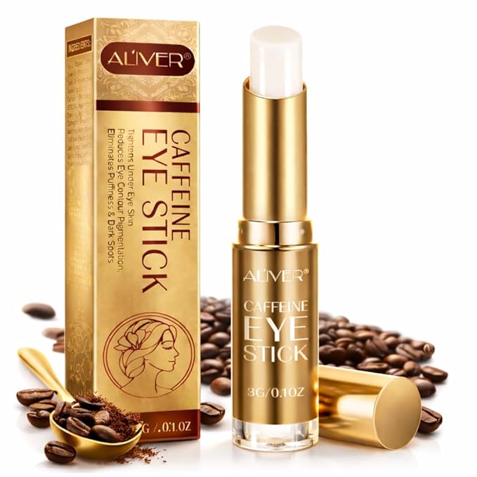 Caffeine Eye Stick Balm, Under-Eye Moisturizing Balm with Coffee Oil & Hyaluronic Acid, Solid Cream for Puffiness Look & Dry Skin, Daily Skincare for Men & Women