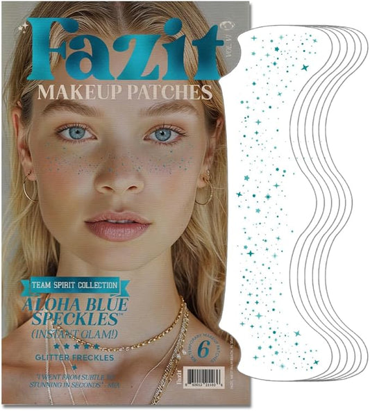 Fazit Makeup Patches - Aloha Blue Speckles - Glow Up Make-Up Patches - Cute Glitter Makeup Accessories for Women - Cosmetic Glitter for Face