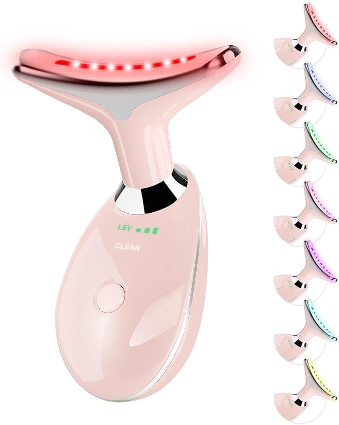 Facial Massager, Red-Light Portable Face Neck Massager Wand for Skin Care (Pink)