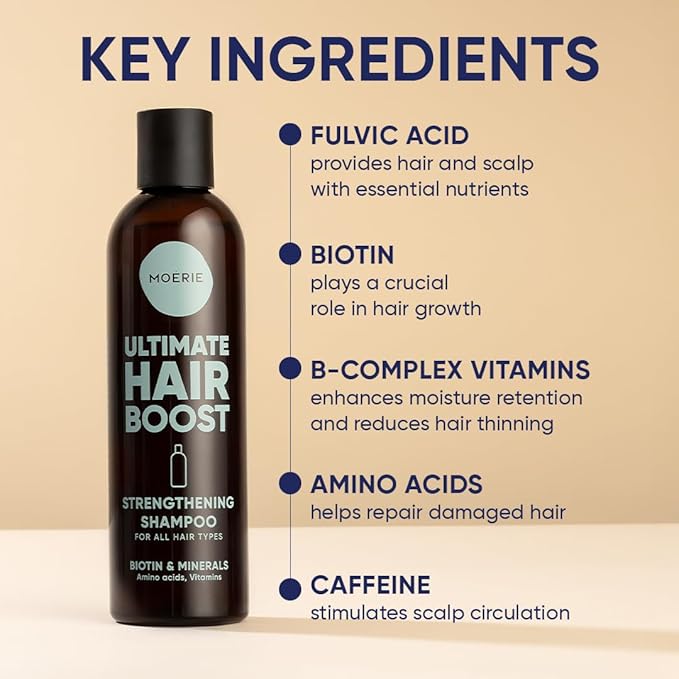 Moerie Ultimate Hair Growth Shampoo – For Longer, Thicker, Fuller Hair - Vegan Friendly Volumizing Hair Products – Paraben & Silicone Free – All Hair Types – Reverse Hair Loss – 8.45 fl oz, Triple Set