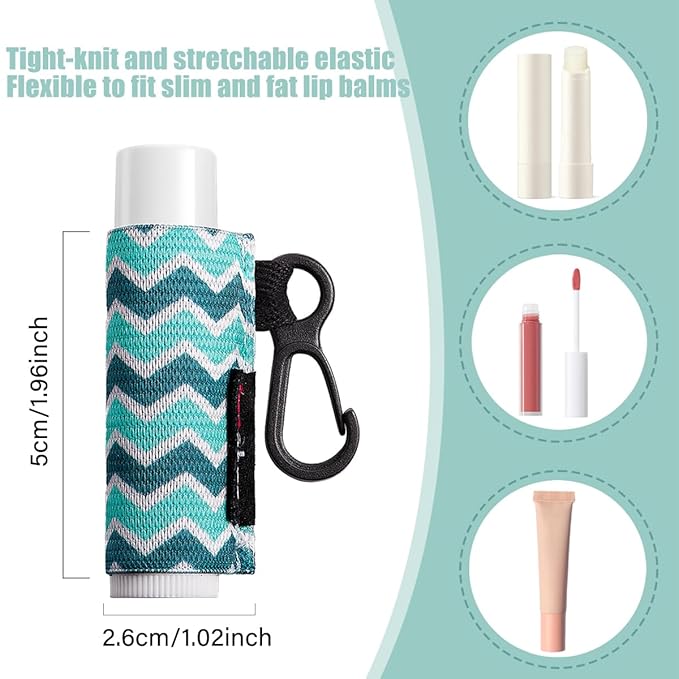 HEYSKAY 5pcs Lip Balm Holder Keychain Lipstick Sleeves Lip Gloss Holder Chapstick Elastic Sleeves for Men Women(Dot/Strip)