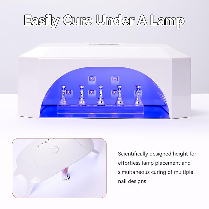 Makartt Press On Nail Stand: Silver Nail Stand for Nails Art Display Practice Nail Holder for Painting Nails Stand for False Nail Press On Designs Magnetic Fake Nail Holder with 1M Double-sided Tape