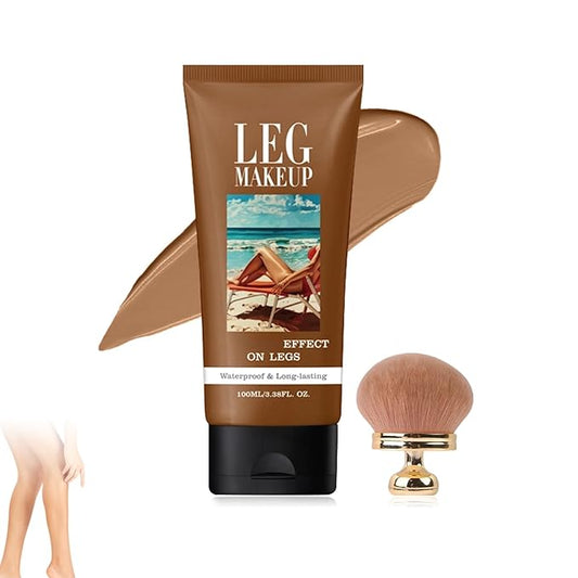 Legs Makeup Waterproof with Brush, No Transfer Body Concealer, Coverage for Vein, Scar, Tattoo for All Skin Tones, 100ML (BRONZE)