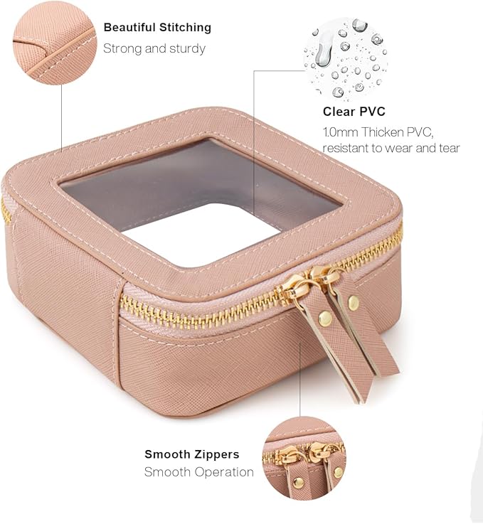 Travel Clear Makeup Bag Set, TSA Approved Cosmetic Bag Case with Zipper Portable Makeup Pouch Toiletry Bag Traveling Cosmetic Organizer Storage Bag Car Organizer Car Essentials